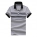 Men's Casual Fashion Striped Short Sleeved Golf Shirt Breathable Trun Down Tops