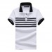 Men's Casual Fashion Striped Short Sleeved Golf Shirt Breathable Trun Down Tops