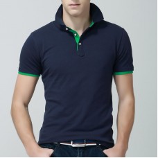 Men's Casual Slim Lapel Golf Shirt Summer Half Sleeve Pure Color Thin Tops Tees