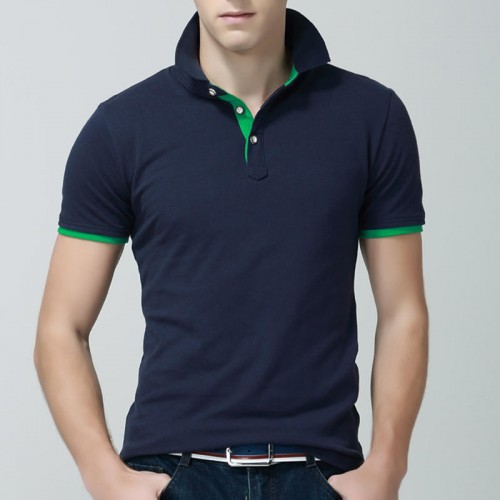 Men's Casual Slim Lapel Golf Shirt Summer Half Sleeve Pure Color Thin Tops Tees