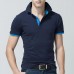 Men's Casual Slim Lapel Golf Shirt Summer Half Sleeve Pure Color Thin Tops Tees