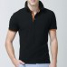 Men's Casual Slim Lapel Golf Shirt Summer Half Sleeve Pure Color Thin Tops Tees