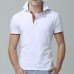 Men's Casual Slim Lapel Golf Shirt Summer Half Sleeve Pure Color Thin Tops Tees