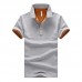 Men's Casual Slim Lapel Golf Shirt Summer Half Sleeve Pure Color Thin Tops Tees