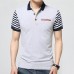 Men's Striped Short Sleeve Golf Shirt Summer Lapel Cotton Casual Slim Tops