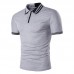 Mens Casual Simple Stripes Turn-down Collar Leisure Golf Shirt Summer Breathable Slim Tops Tees