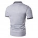 Mens Casual Simple Stripes Turn-down Collar Leisure Golf Shirt Summer Breathable Slim Tops Tees