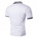 Mens Casual Simple Stripes Turn-down Collar Leisure Golf Shirt Summer Breathable Slim Tops Tees