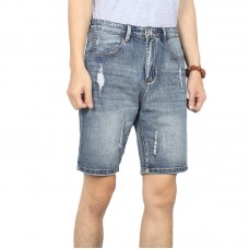 Mens Vintage Holes Summer Fashion Denim Shorts Casual Jeans