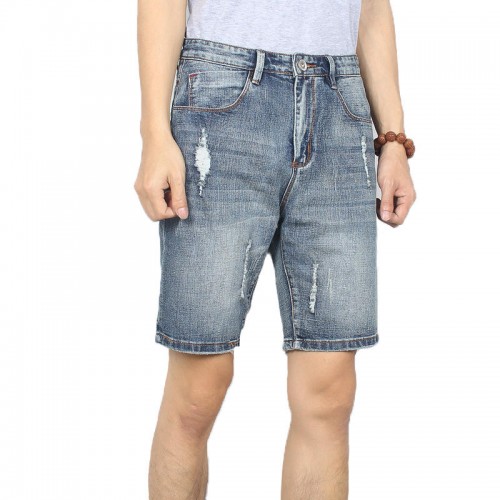 Mens Vintage Holes Summer Fashion Denim Shorts Casual Jeans