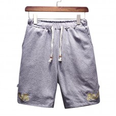 Men's Leisure Elastic Waistline Drawstring Shorts Summer Loose Solid Color Shorts