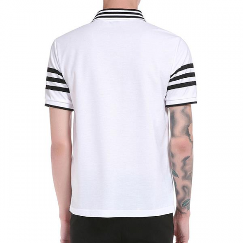 Men's Fashion Stripes Sleeve Trun-down Short Sleeve Casual Golf Shirt