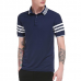 Men's Fashion Stripes Sleeve Trun-down Short Sleeve Casual Golf Shirt