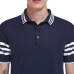 Men's Fashion Stripes Sleeve Trun-down Short Sleeve Casual Golf Shirt