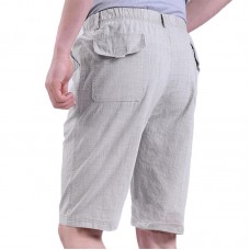 Summer Thin Middle-aged Men's Shorts Elastic Waist Breathable Loose Cotton Linen Shorts