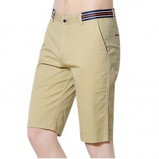 Summer Cotton Leisure Knee-length Shorts Breathable Pure Color Outdoor Cargo Pants for Men