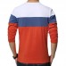 Men's Fashion Casual Color Block O-neck Long-sleeved T-Shirts