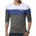 Men's Fashion Casual Color Block O-neck Long-sleeved T-Shirts