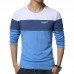 Men's Fashion Casual Color Block O-neck Long-sleeved T-Shirts