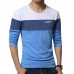 Men's Fashion Casual Color Block O-neck Long-sleeved T-Shirts