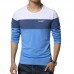 Men's Fashion Casual Color Block O-neck Long-sleeved T-Shirts