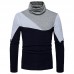 Men's Casual Color Block Bottoming Pullovers Long-sleeved Solid Color Warm High-neck Sweater