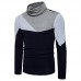 Men's Casual Color Block Bottoming Pullovers Long-sleeved Solid Color Warm High-neck Sweater