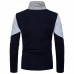 Men's Casual Color Block Bottoming Pullovers Long-sleeved Solid Color Warm High-neck Sweater