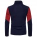 Men's Autumn Winter Casual Color Block Slim Long Sleeve Turtleneck Pullovers Sweater