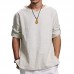 Ethnic Casual Men's Long-sleeved V-neck Solid Color Large Size Loose T-Shirts