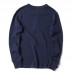 Men's Casual Cotton Washed Solid Color Cassic Henry Collar Long-sleeved Pullovers Tops