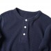 Men's Casual Cotton Washed Solid Color Cassic Henry Collar Long-sleeved Pullovers Tops