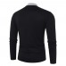 Mens Casual Breathable High Collar Stitching Solid Color Long Sleeve T-Shirts