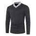 Mens Casual Breathable High Collar Stitching Solid Color Long Sleeve T-Shirts