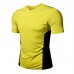 Summer Cotton V Neck Short Sleeve Tops Color Block Slim Casual T-shirts for Men