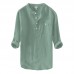 Men's Linen M-4XL Loose Button Design Solid Color Pocket Casual Three Quarter Sleeve T-shirts