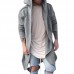 Mens Fashion Irregular Hem Solid Color Mid-long Hooded Loose Cardigans