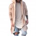 Mens Fashion Irregular Hem Solid Color Mid-long Hooded Loose Cardigans