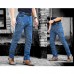 Mens Multi-pocket Denim Pants Tactical Outdoor Cargo Jeans