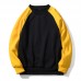 Autumn Winter Men's Loose Color Block Casual O Neck Long Sleeve Pullovers