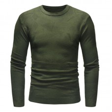 Mens Casual Pure Color O-Neck Pullovers Breathable Cotton Long Sleeve Knit Sweaters