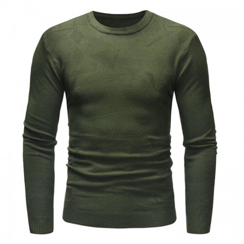 Mens Casual Pure Color O-Neck Pullovers Breathable Cotton Long Sleeve Knit Sweaters