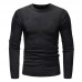 Mens Casual Pure Color O-Neck Pullovers Breathable Cotton Long Sleeve Knit Sweaters