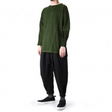 Men's Hio Hop Fashion O-neck Long Tops Solid Color Long Sleeve Casual Pullovers