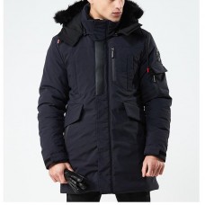 Winter Thick Warm Removable Fluffy Hood Windproof Mens Outdoor Parka Padded Jacket