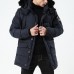 Mens Winter Plus Thick Warm Detachable Fluffy Hood Windproof Outdoor Parka Padded Jacket