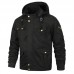 Military Style Multi Pockets Hooded Mens Cotton Jacket