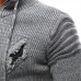 Mens Casual Holes Wool Knit Zipper Drawstring Slim Fit Long Sleeve Pullovers