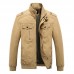 Mens Plus Size Military Epaulets Cotton Cargo Jacket