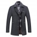 Detachable Scarf Fleece Warm Business Stylish Mens Trench Woolen Overcoat Plus Size